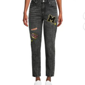 No Boundaries Juniors Faded Black High Rise Patch Jeans